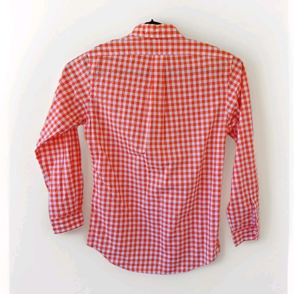 Ralph Lauren Men Custom Fit Orange White Gingham Button Down Shirt M - Picture 7 of 7